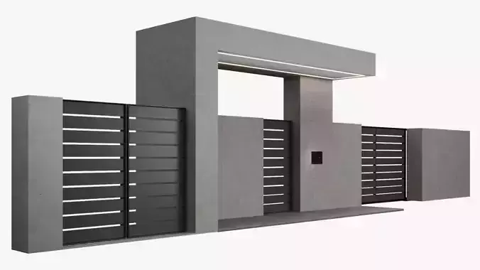 Minimalist fence entrance 3D model