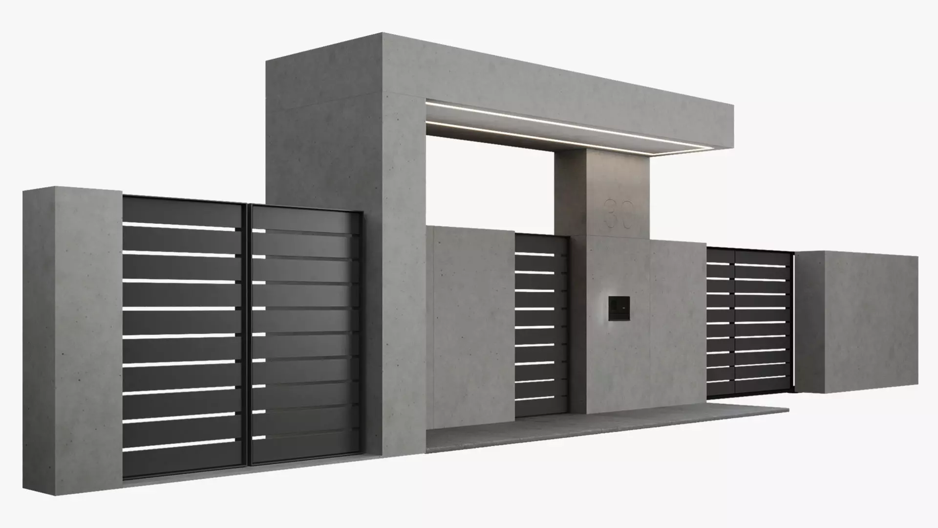 Minimalist fence entrance 3D model_0