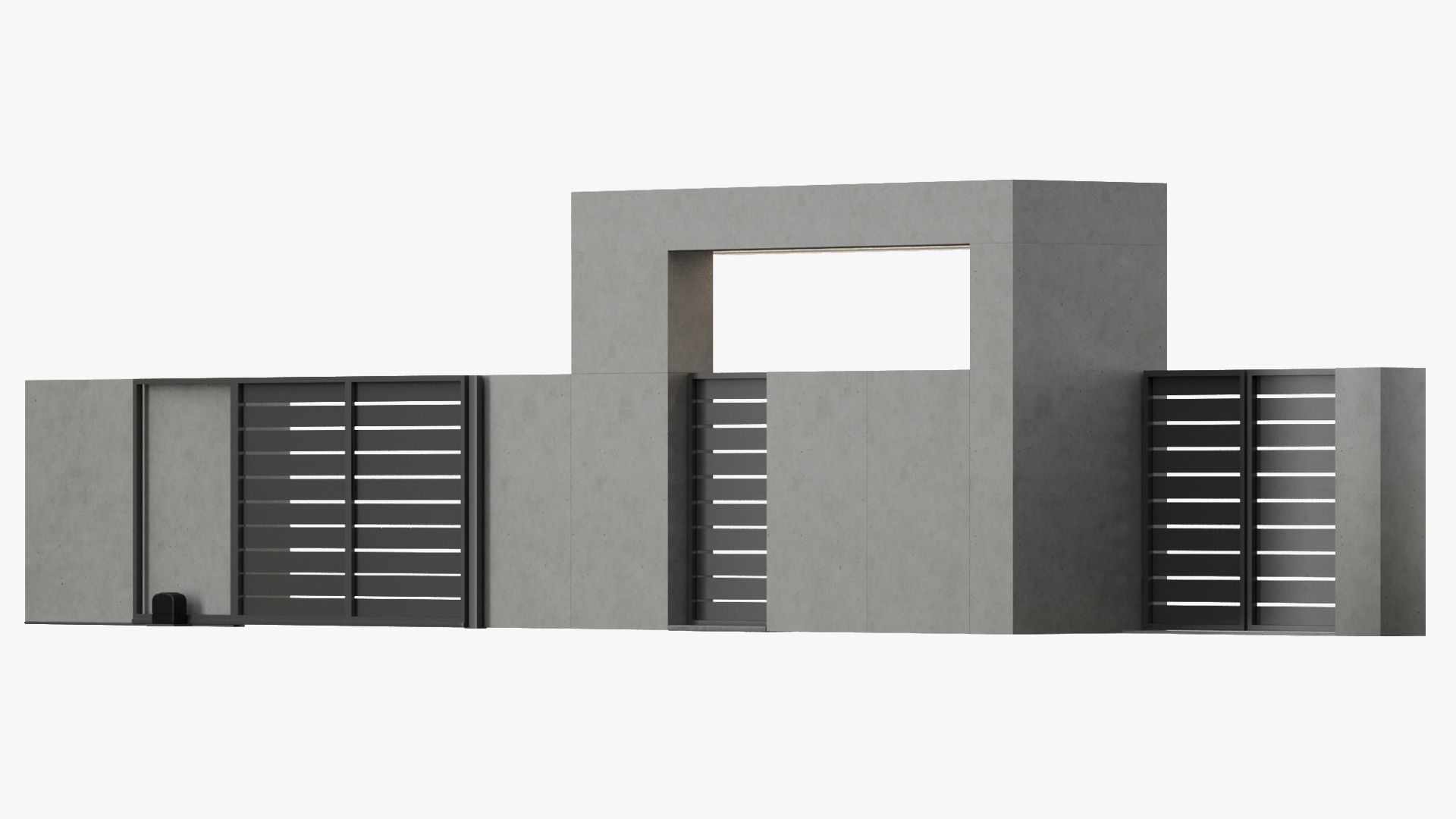 Minimalist fence entrance 3D model_4