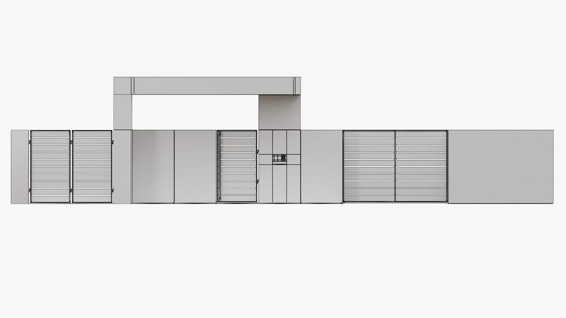 Minimalist fence entrance 3D model_5