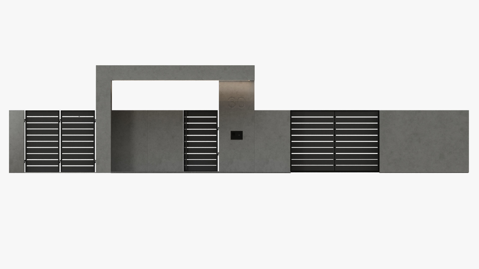 Minimalist fence entrance 3D model_6