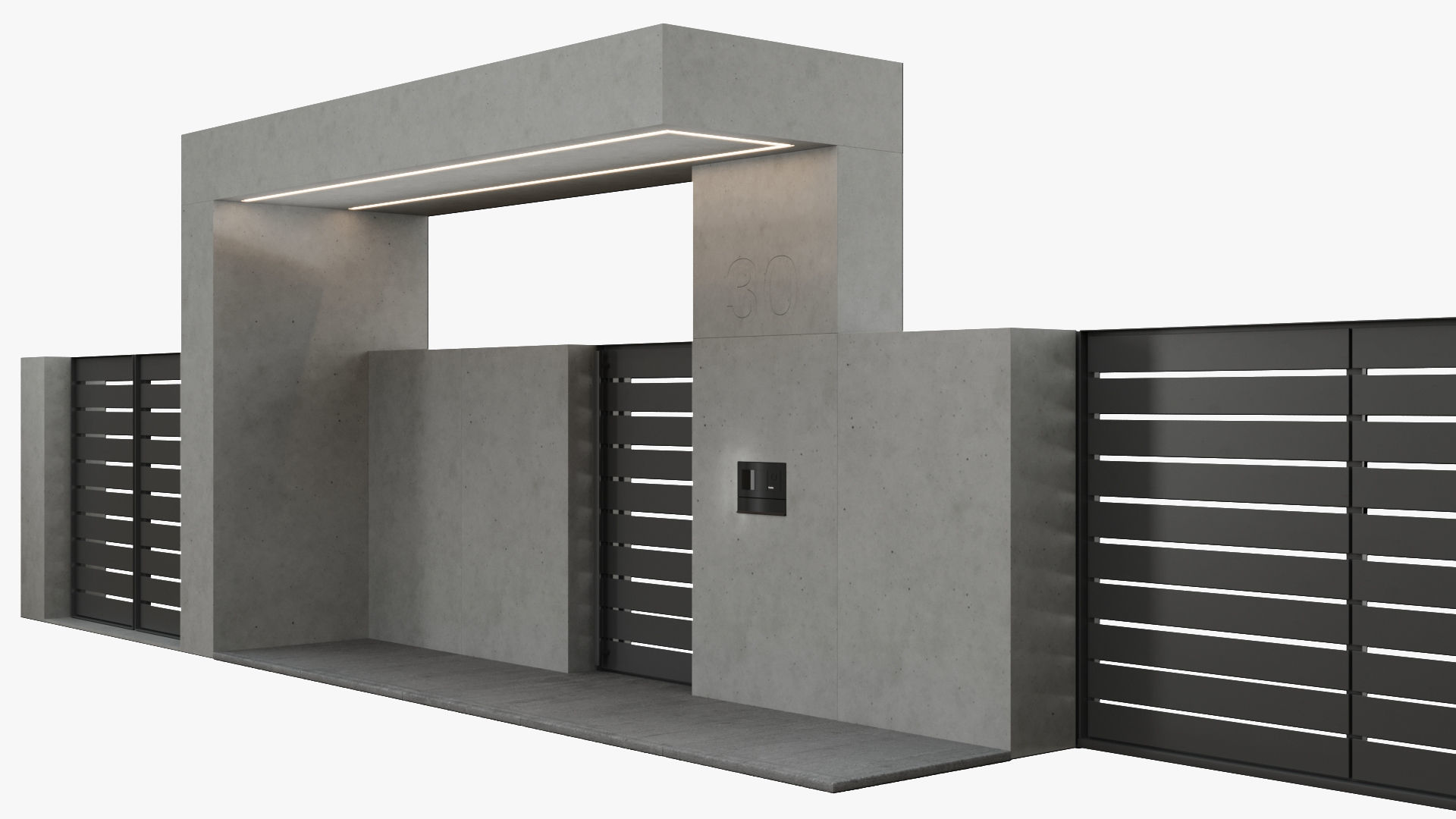 Minimalist fence entrance 3D model_3