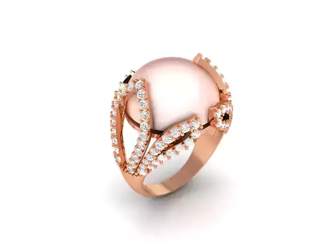 Women Pearl Ring 3dm render details