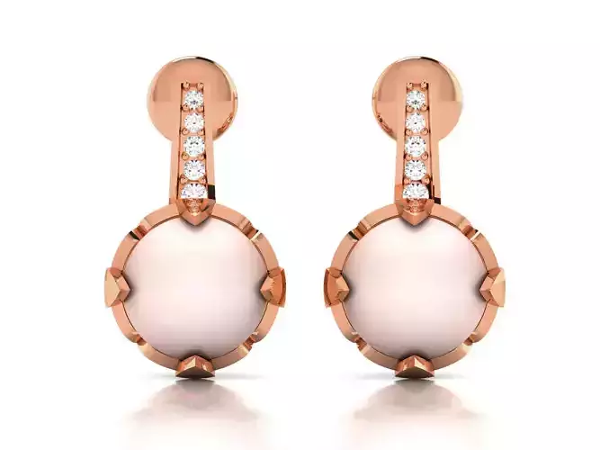 Pearl High Jewelry Diamond Earrings 3dm renders details