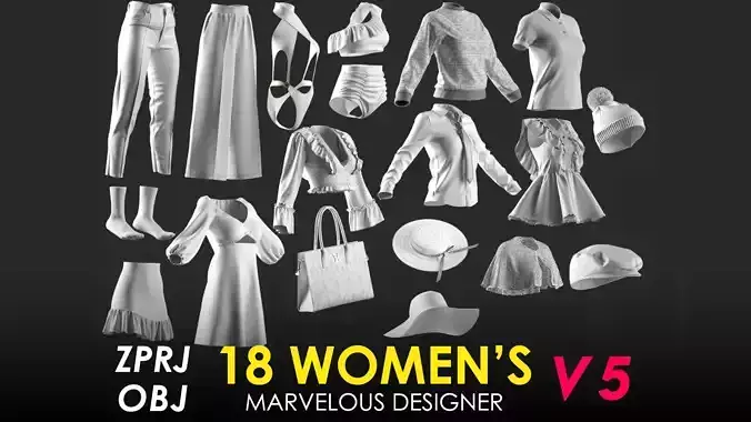 18 Womens Clothes - Vol 5 - Marvelous Designer 3D model