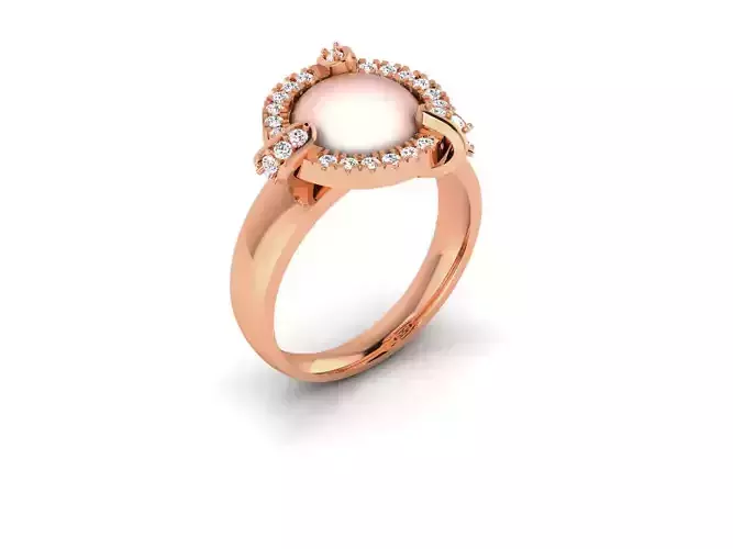 Women Pearl Ring 3dm render details