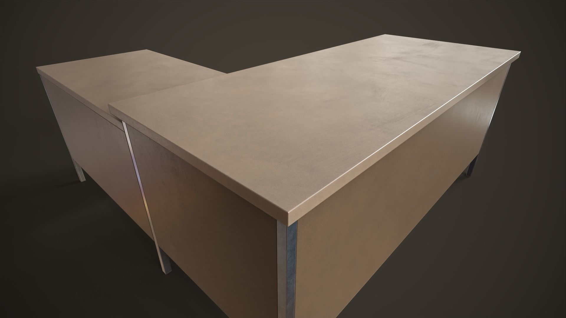 Three office desks Low-poly 3D model_15