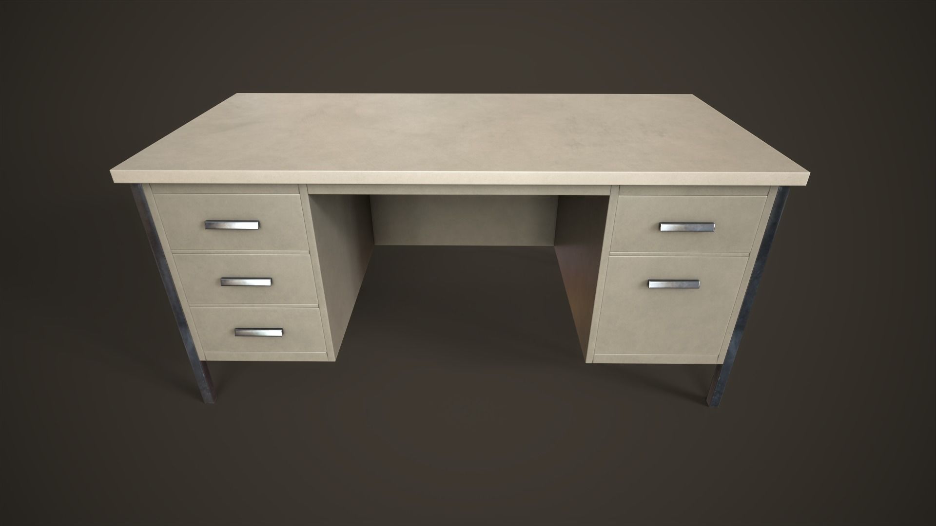 Three office desks Low-poly 3D model_9