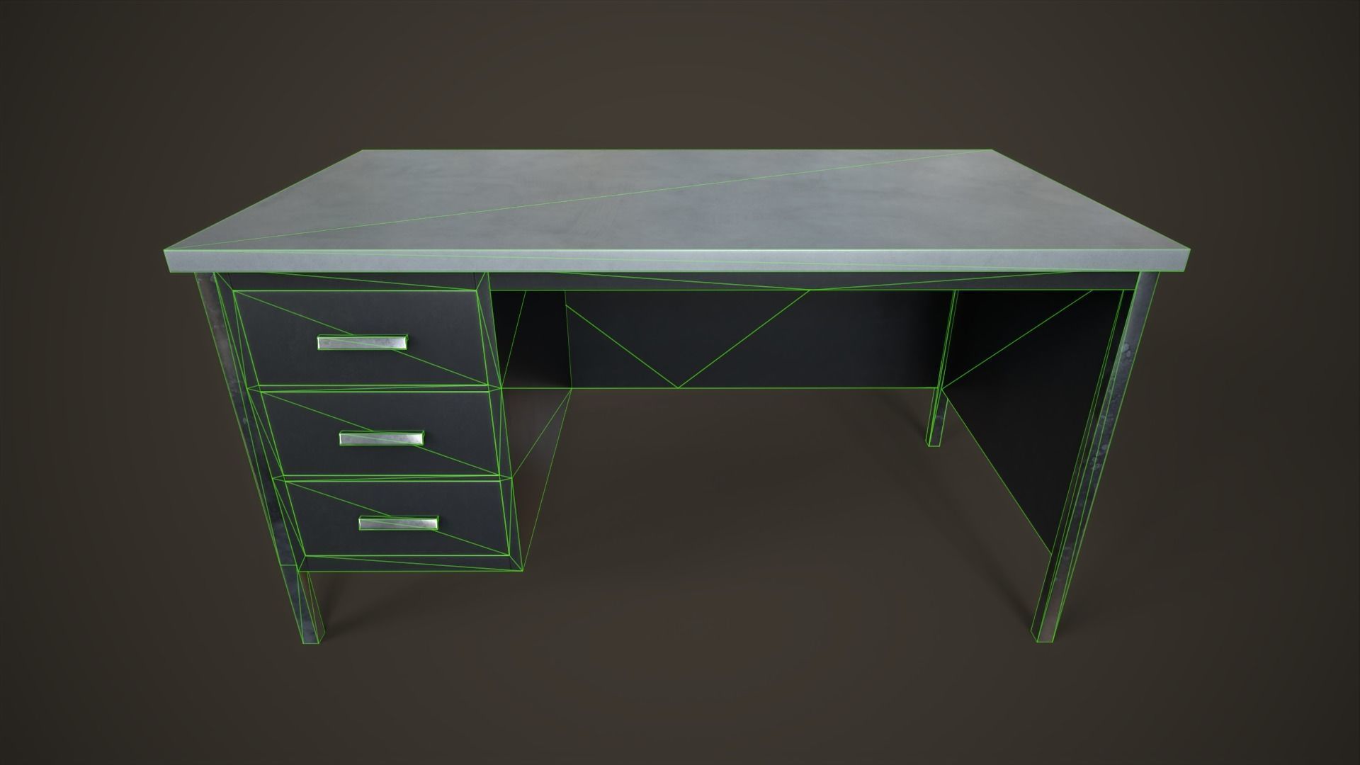 Three office desks Low-poly 3D model_30