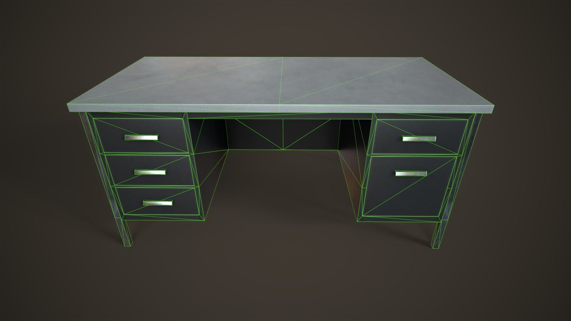 Three office desks Low-poly 3D model_31