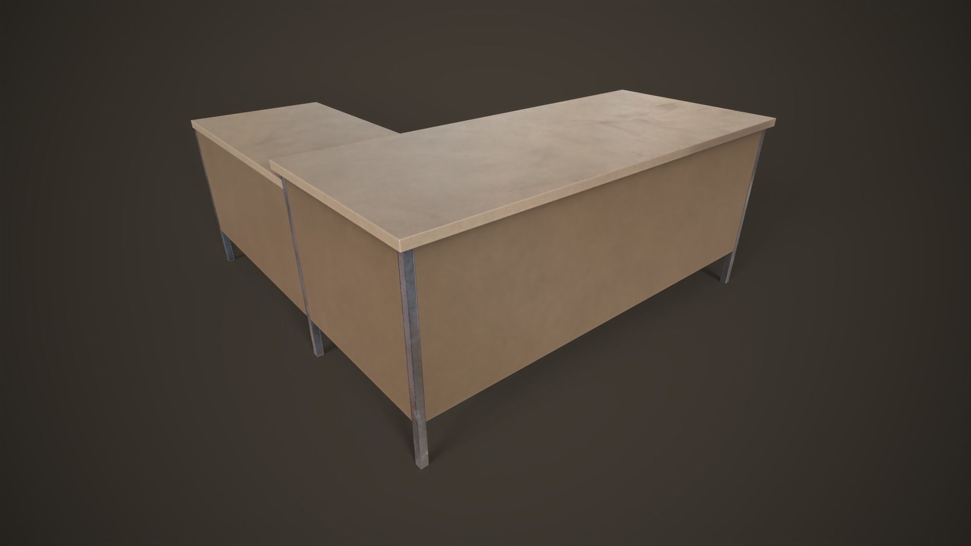 Three office desks Low-poly 3D model_13
