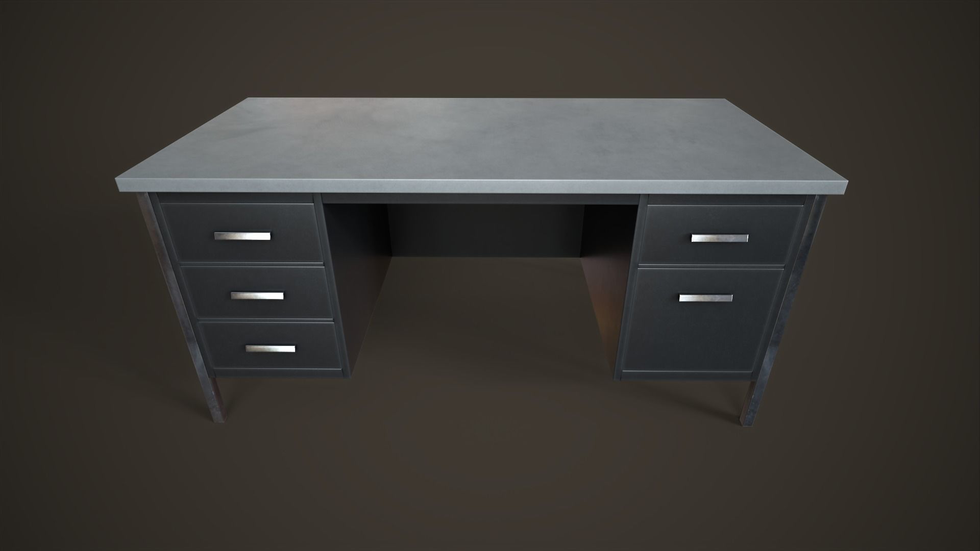 Three office desks Low-poly 3D model_6