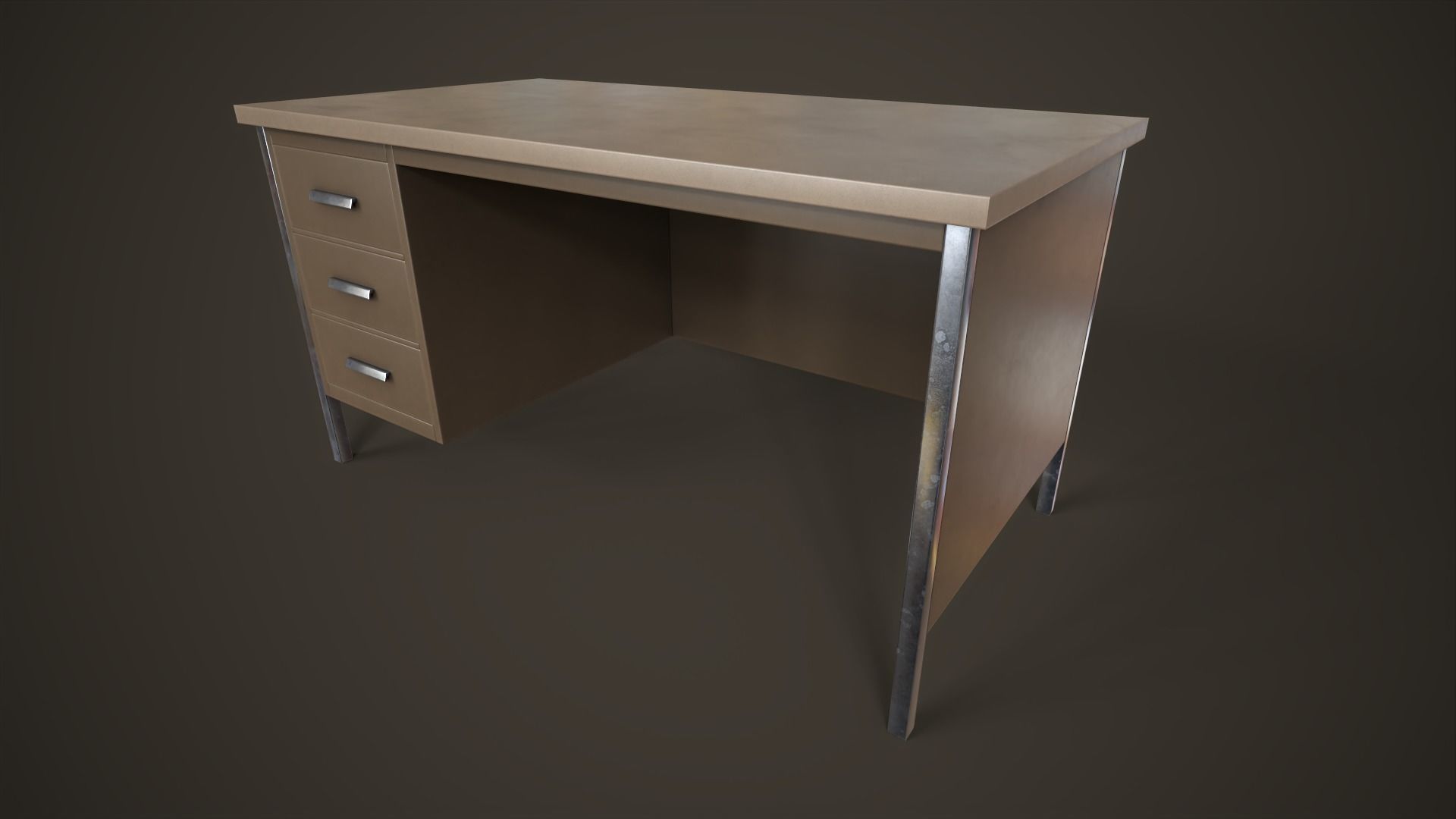 Three office desks Low-poly 3D model_22