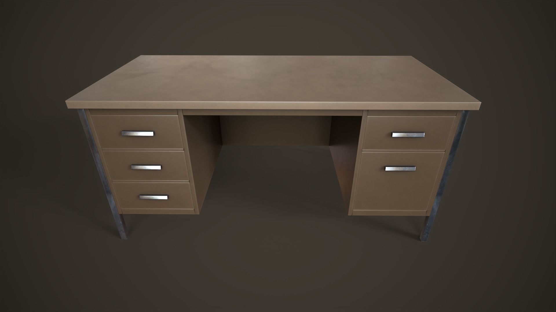 Three office desks Low-poly 3D model_16