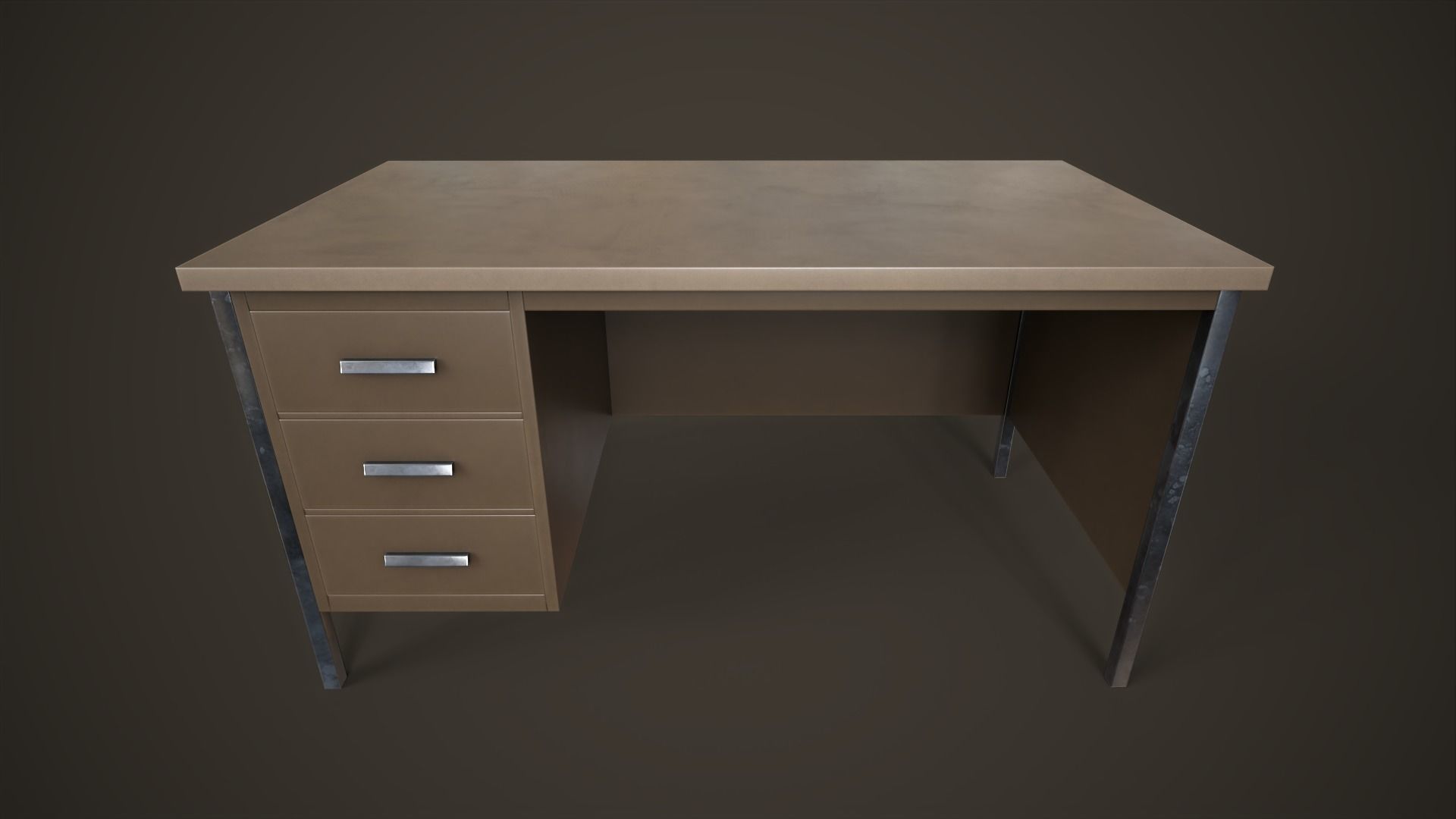 Three office desks Low-poly 3D model_19