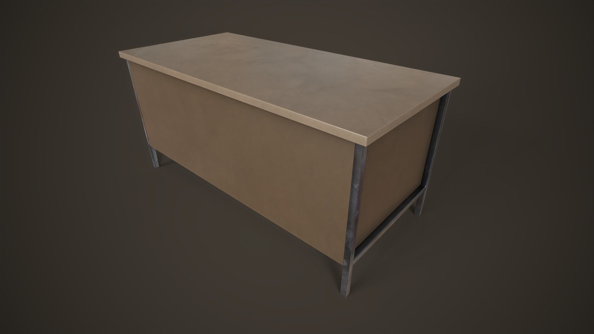 Three office desks Low-poly 3D model_18