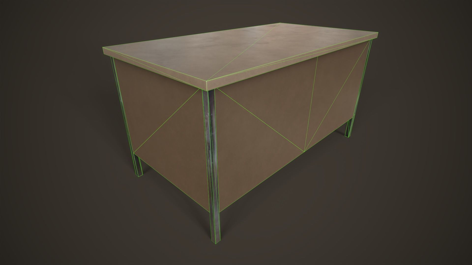 Three office desks Low-poly 3D model_21