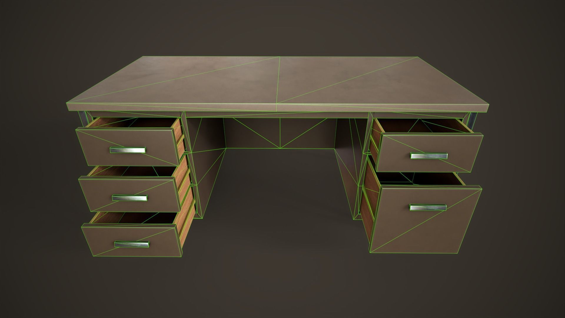 Three office desks Low-poly 3D model_27