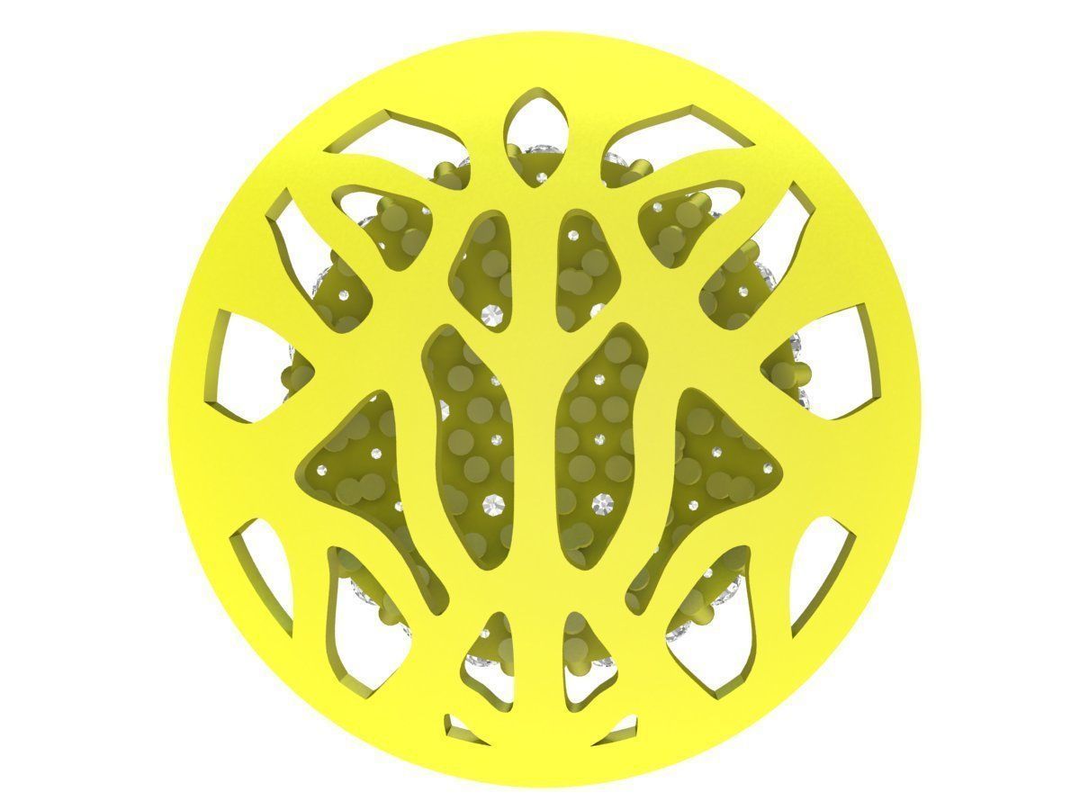 5849 korean style round diamond women pendant 3D print model_3