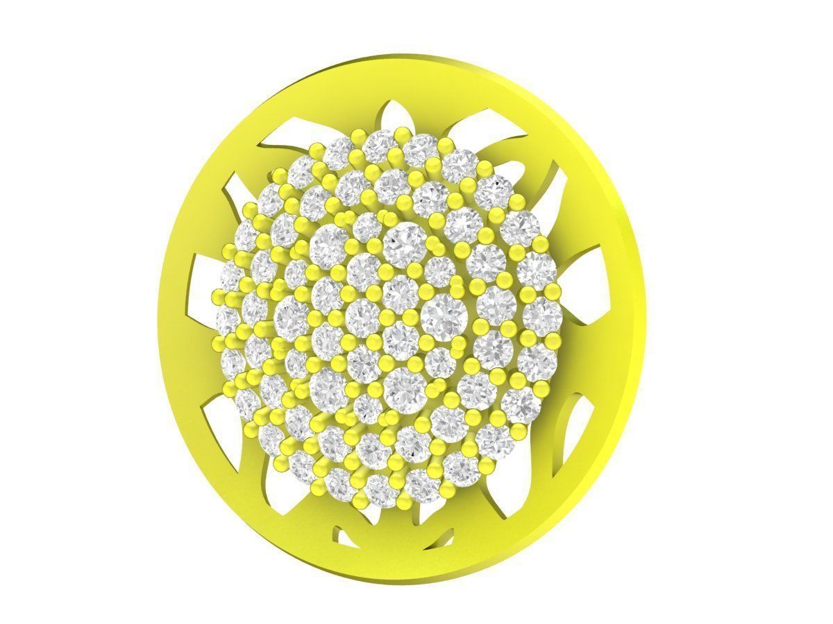 5849 korean style round diamond women pendant 3D print model_1