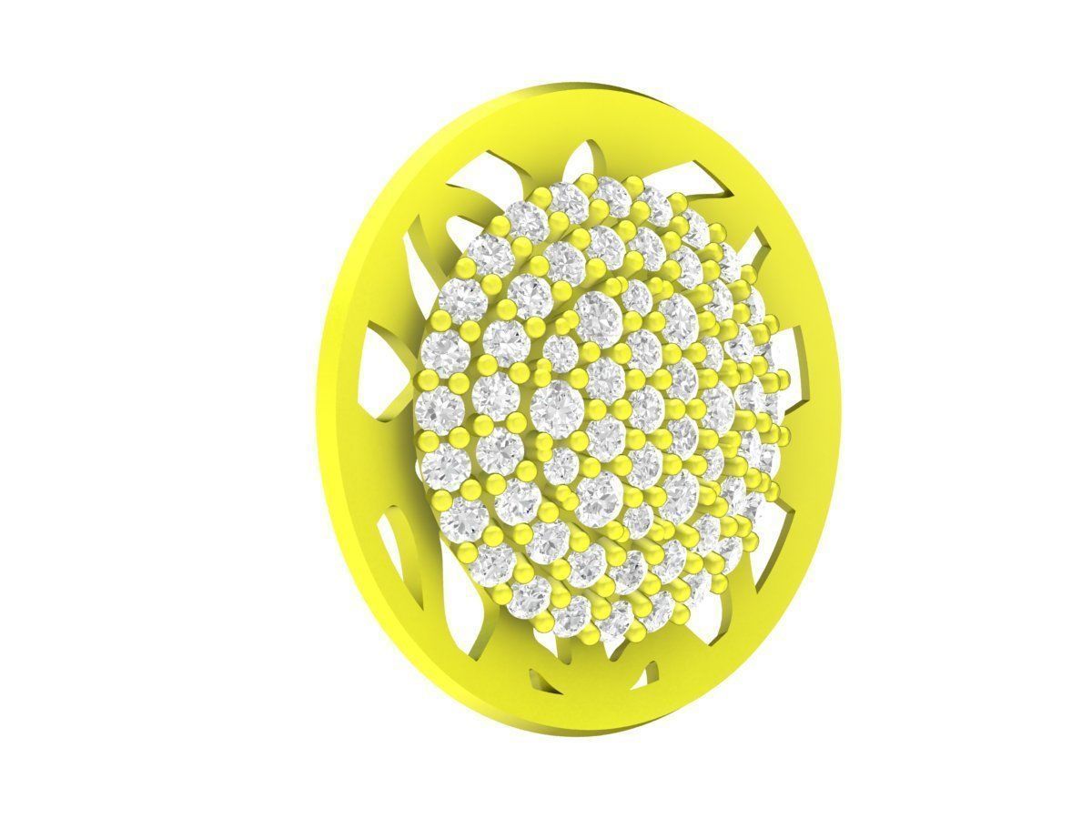 5849 korean style round diamond women pendant 3D print model_4