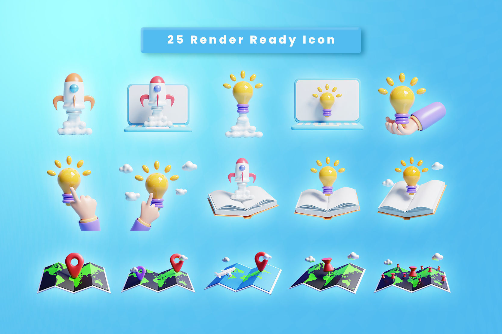 Business and location map 3d Illustration  Icon Pack 3D model_1