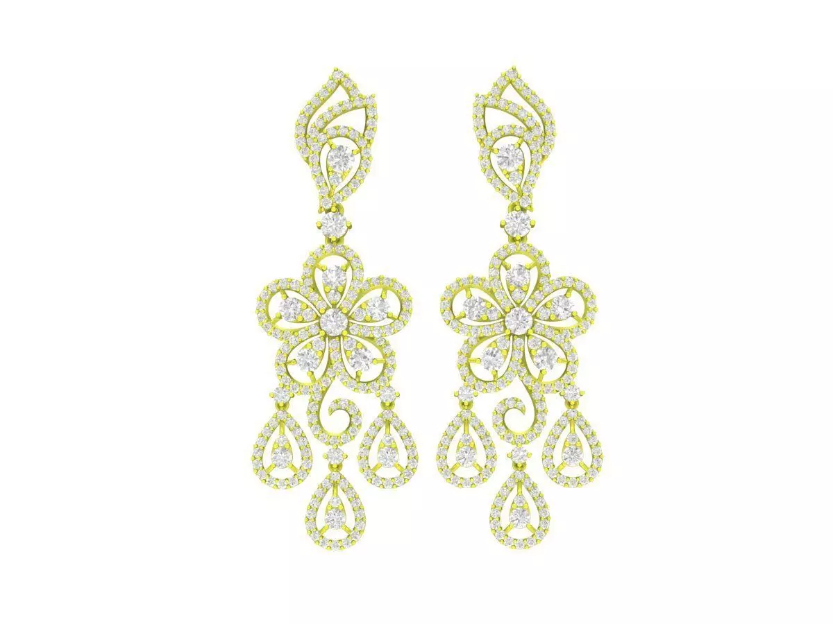 Elegant Chandelier Earrings for Women 3D Model 5838 3D print model