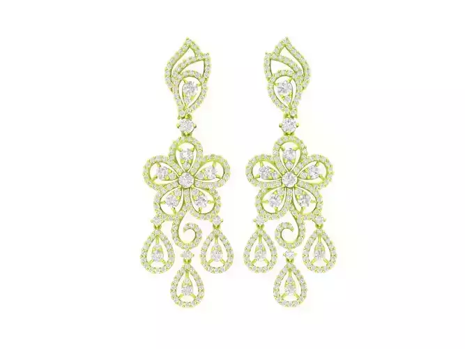 5838 diamond flower drop stud earrings