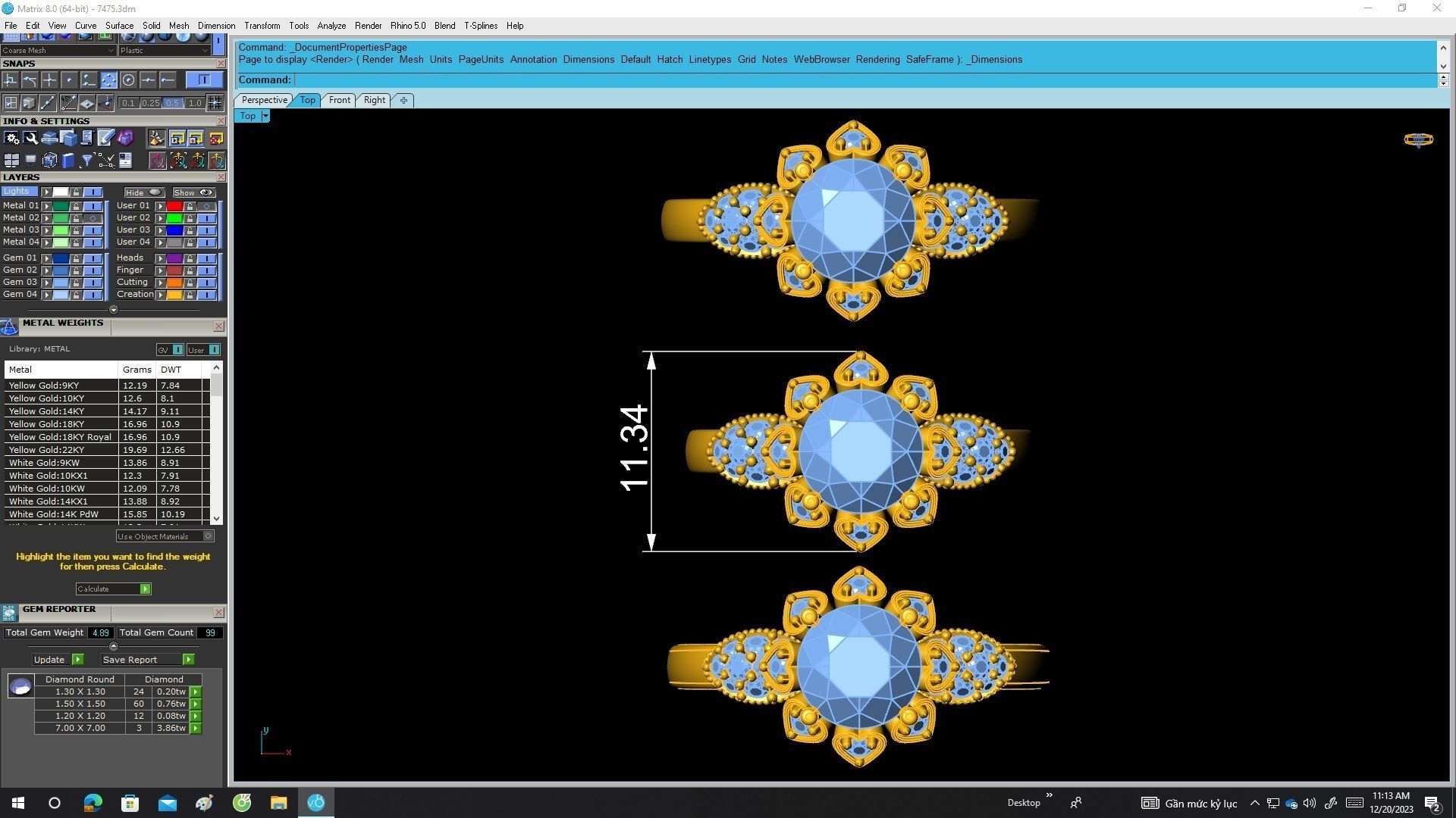 A7475 Fashion Heart Diamond Women Ring 3D Model 3D print model_5