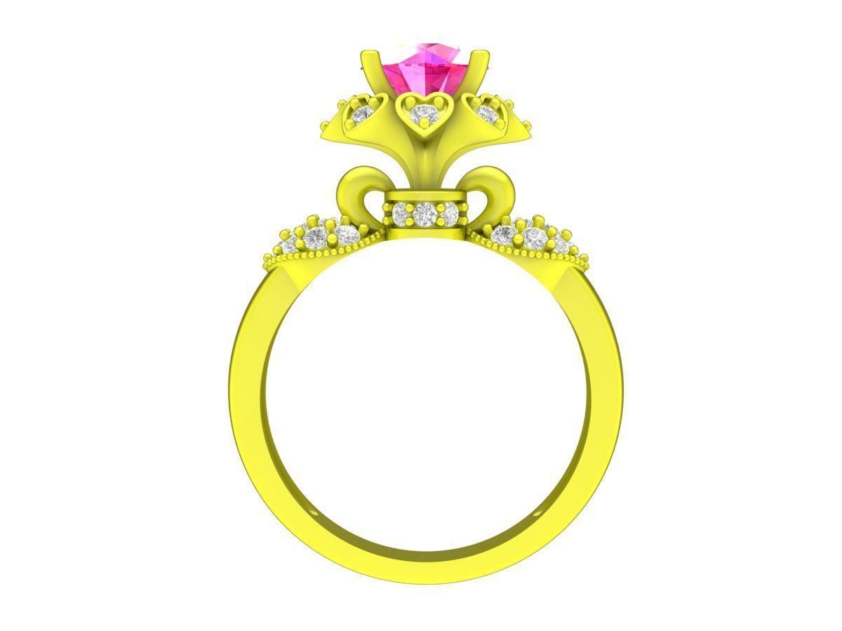 A7475 Fashion Heart Diamond Women Ring 3D Model 3D print model_4