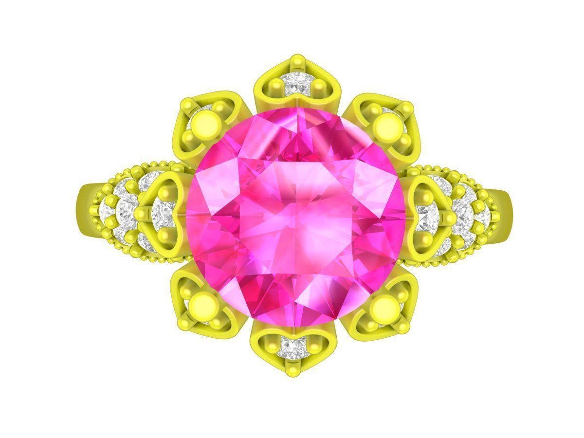 A7475 Fashion Heart Diamond Women Ring 3D Model 3D print model_2