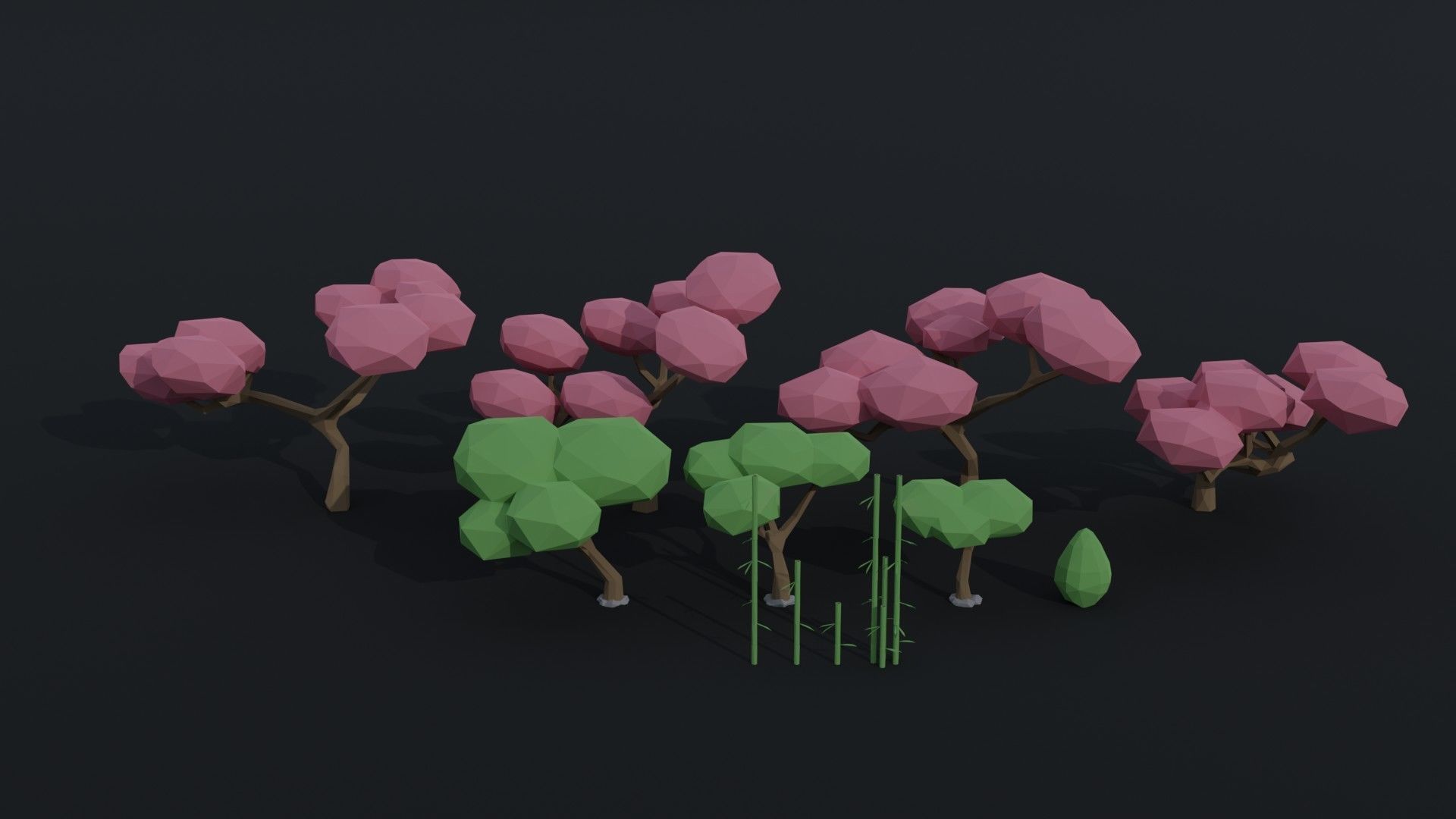 Cartoon asion nature Polygonal Style Low-poly 3D model_1