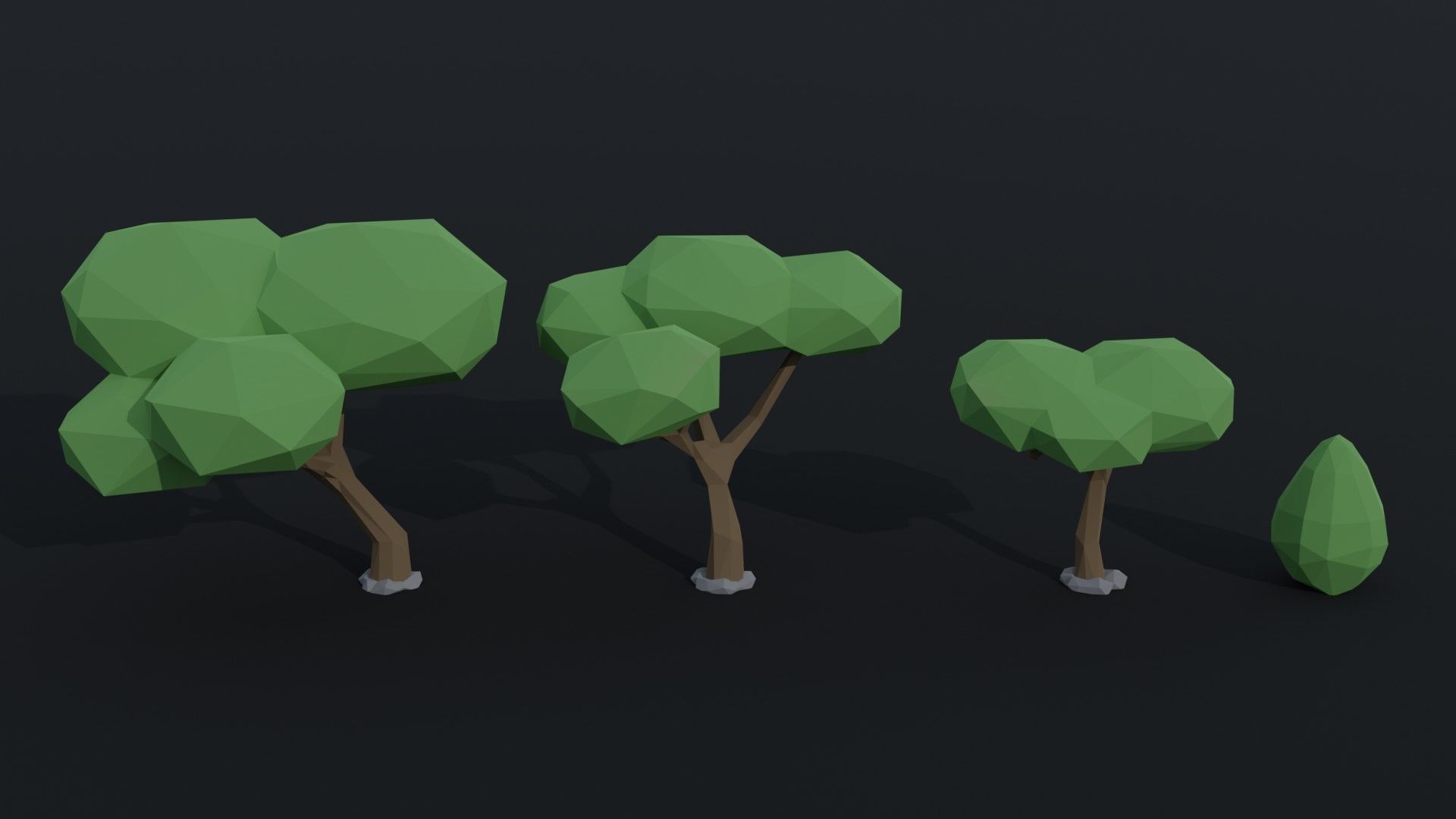 Cartoon asion nature Polygonal Style Low-poly 3D model_3