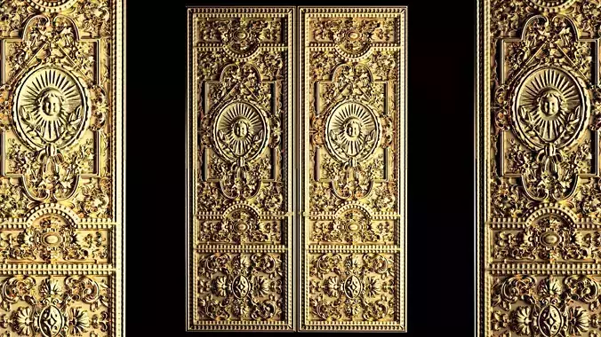 Luxury Classic baroque carved door 1 3D model