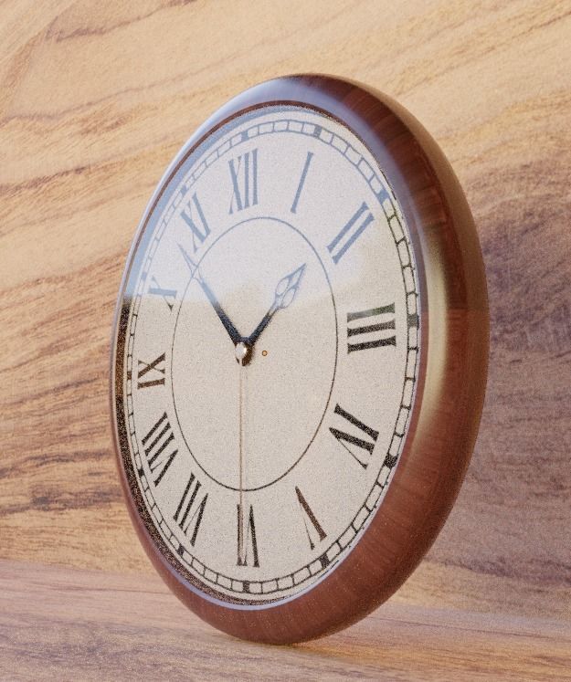 vintage wall clock classic low poly 3d model Low-poly 3D model_1