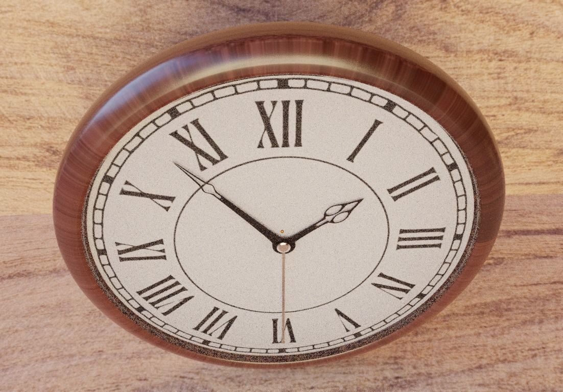 vintage wall clock classic low poly 3d model Low-poly 3D model_4