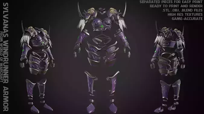 World of Warcraft Sylvanas Windrunner Armor for Cosplay 3D print model