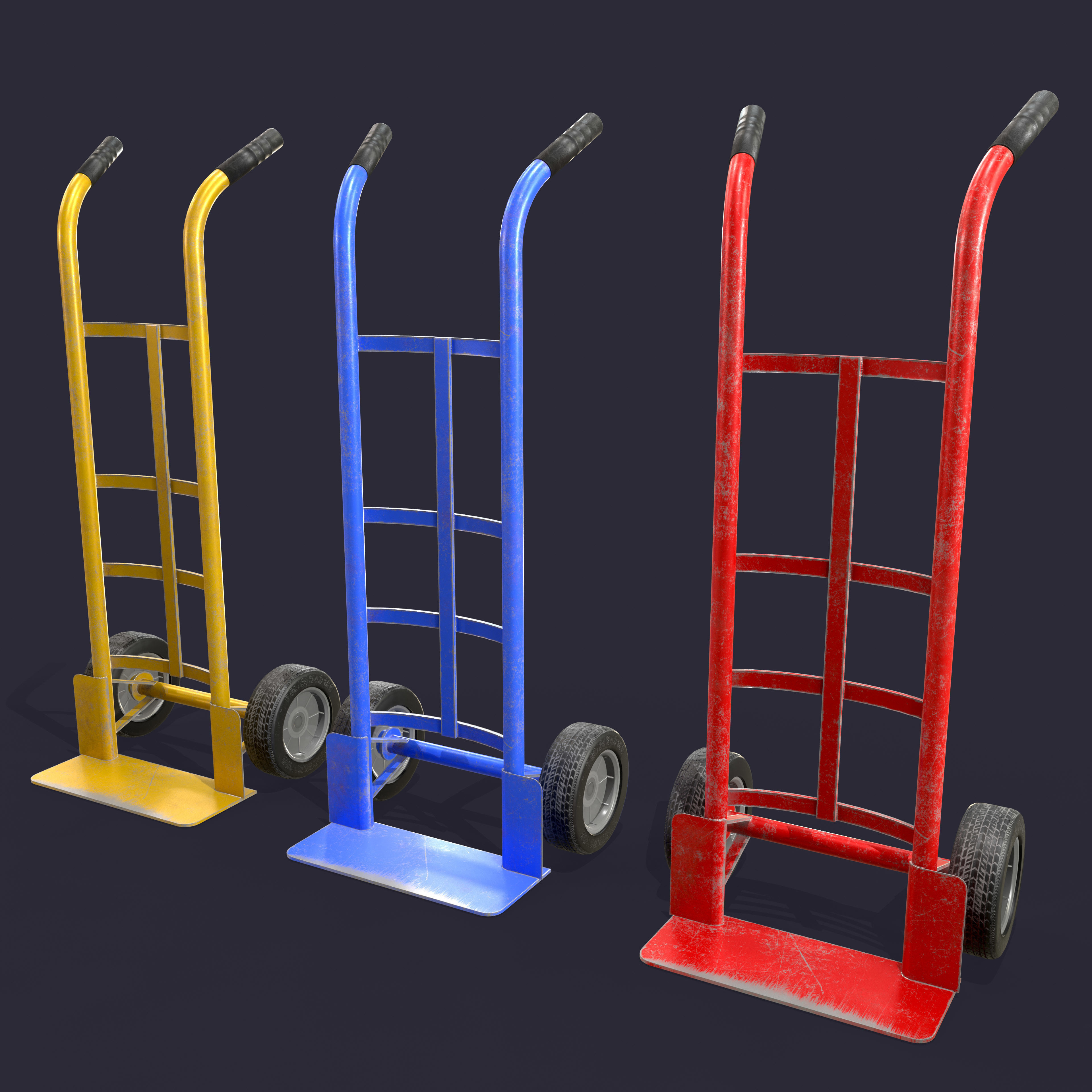 Hand Truck Low-poly 3D model_2
