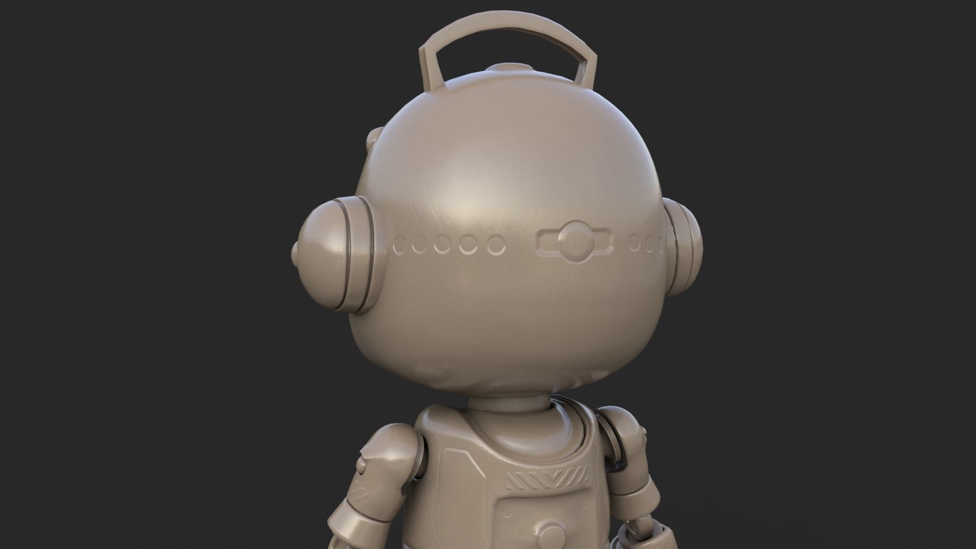 Cute Robot Child Clay Low-poly 3D model_7