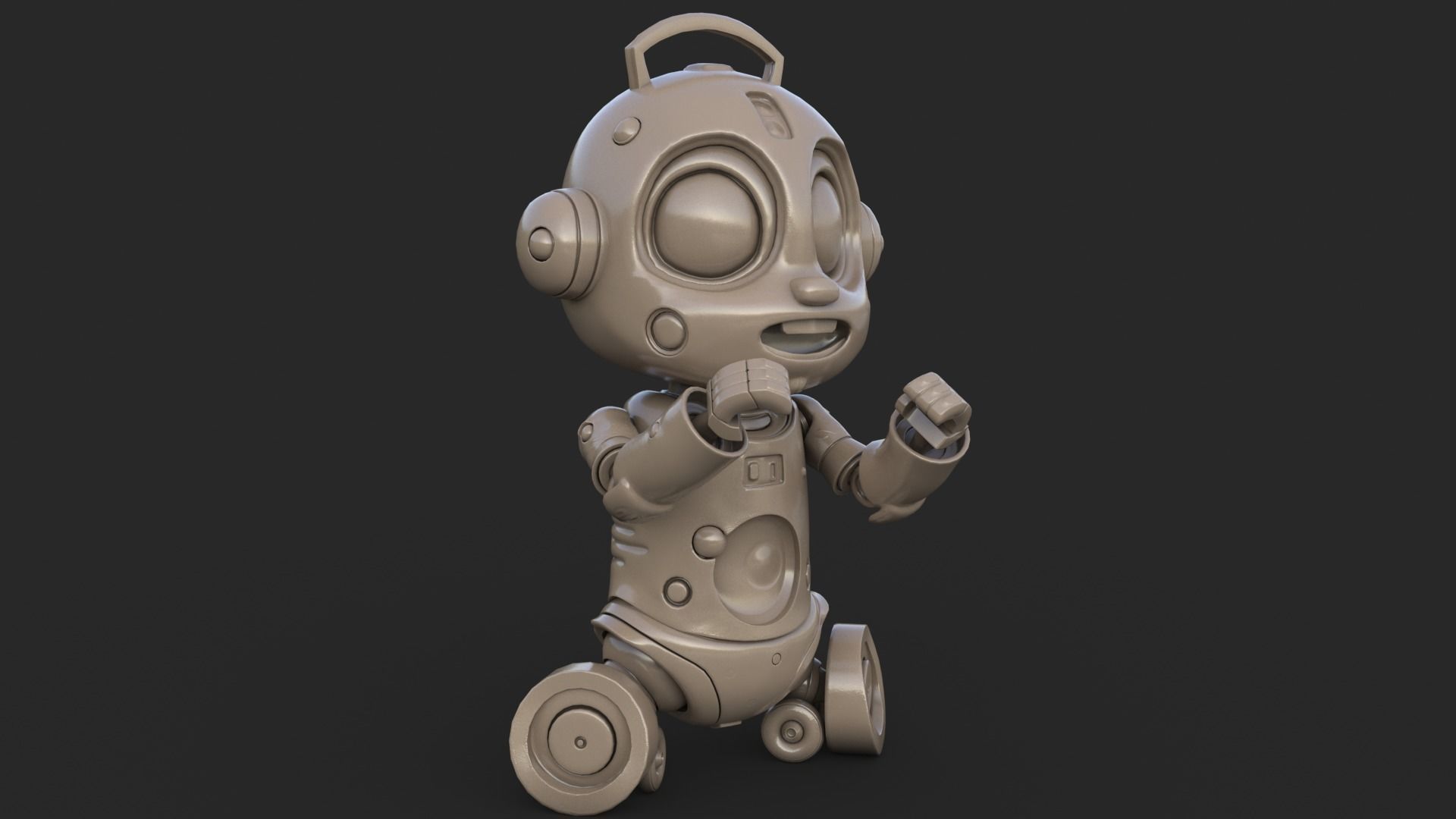 Cute Robot Child Clay Low-poly 3D model_10