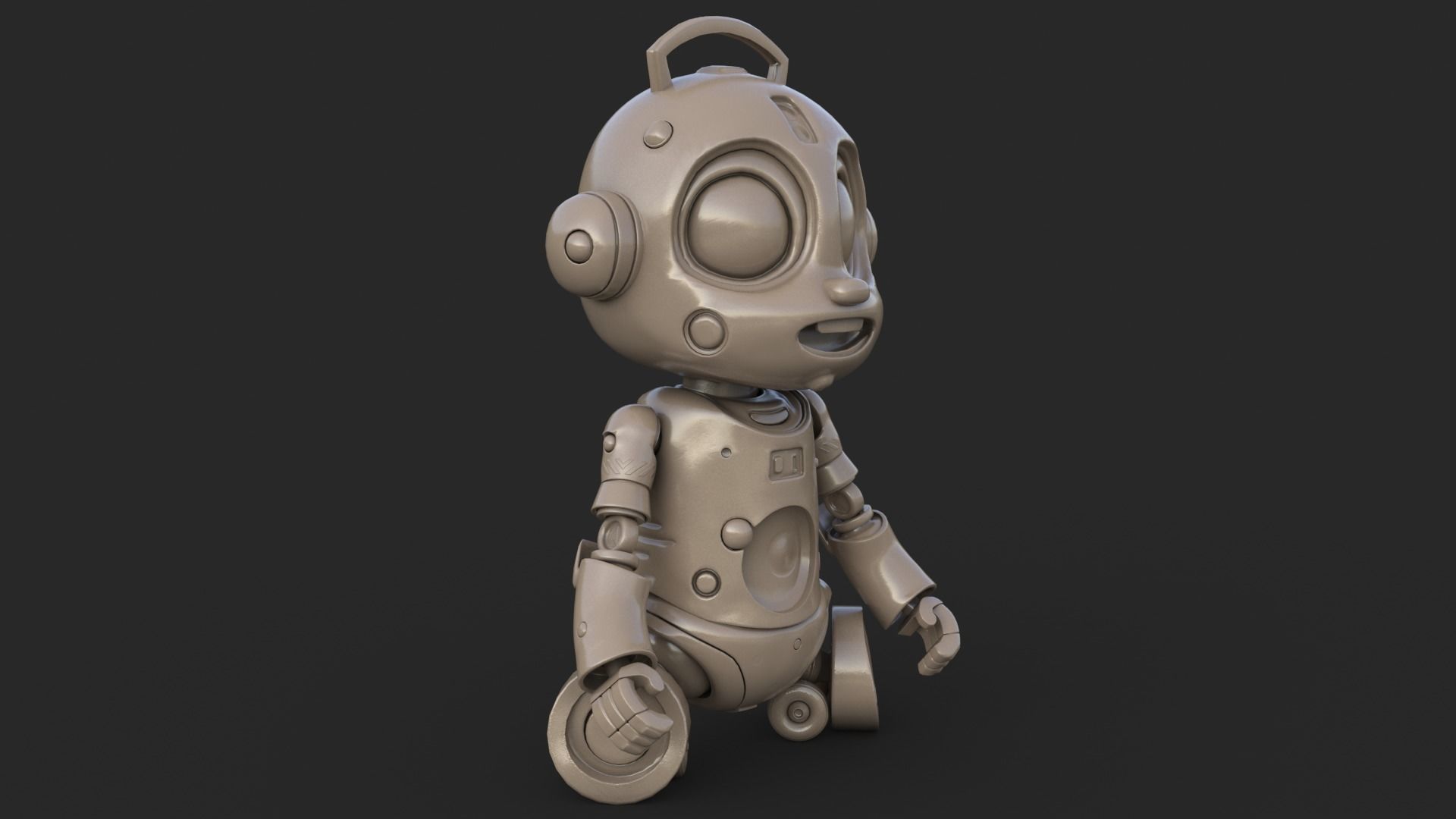 Cute Robot Child Clay Low-poly 3D model_4