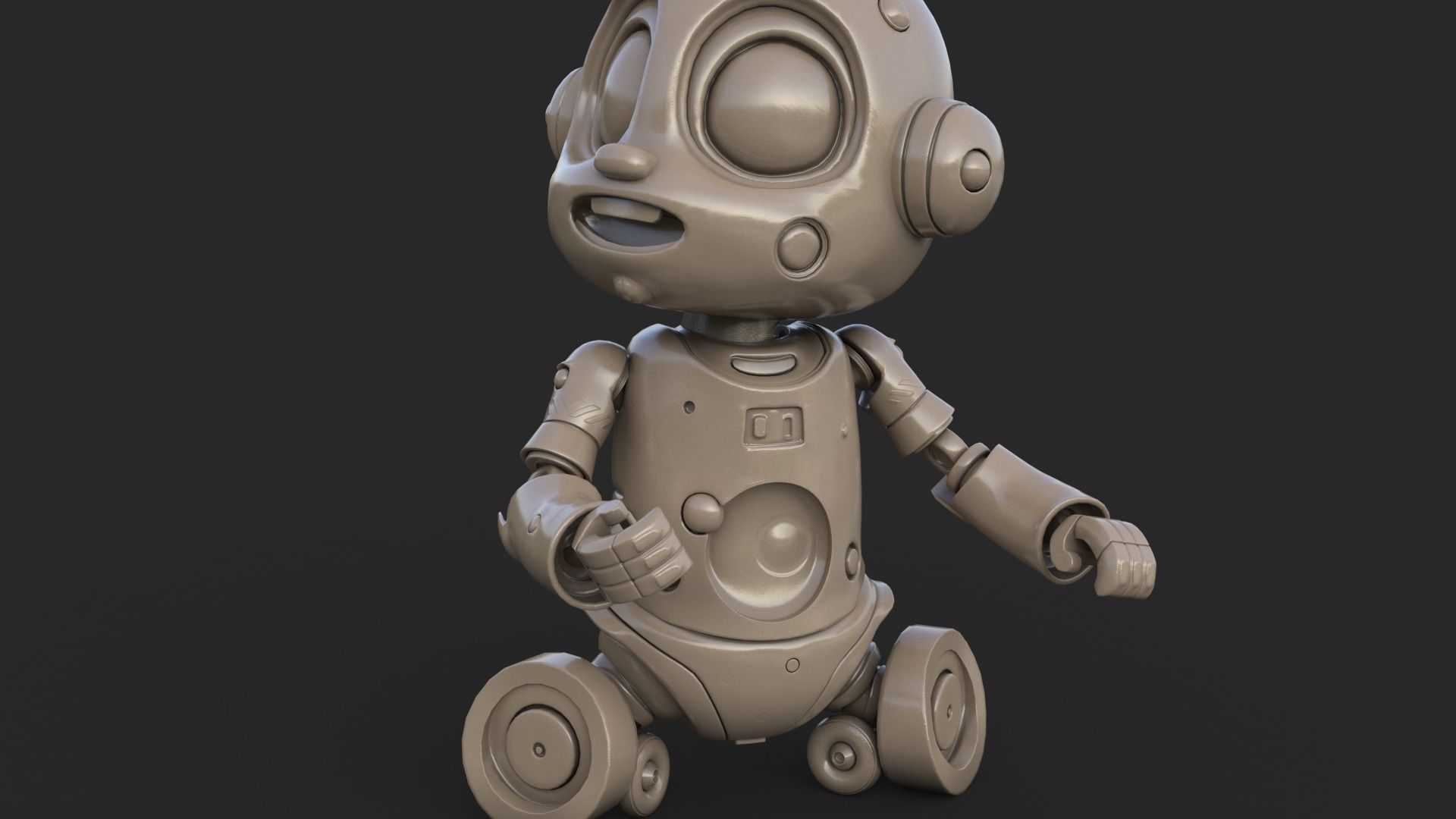 Cute Robot Child Clay Low-poly 3D model_16