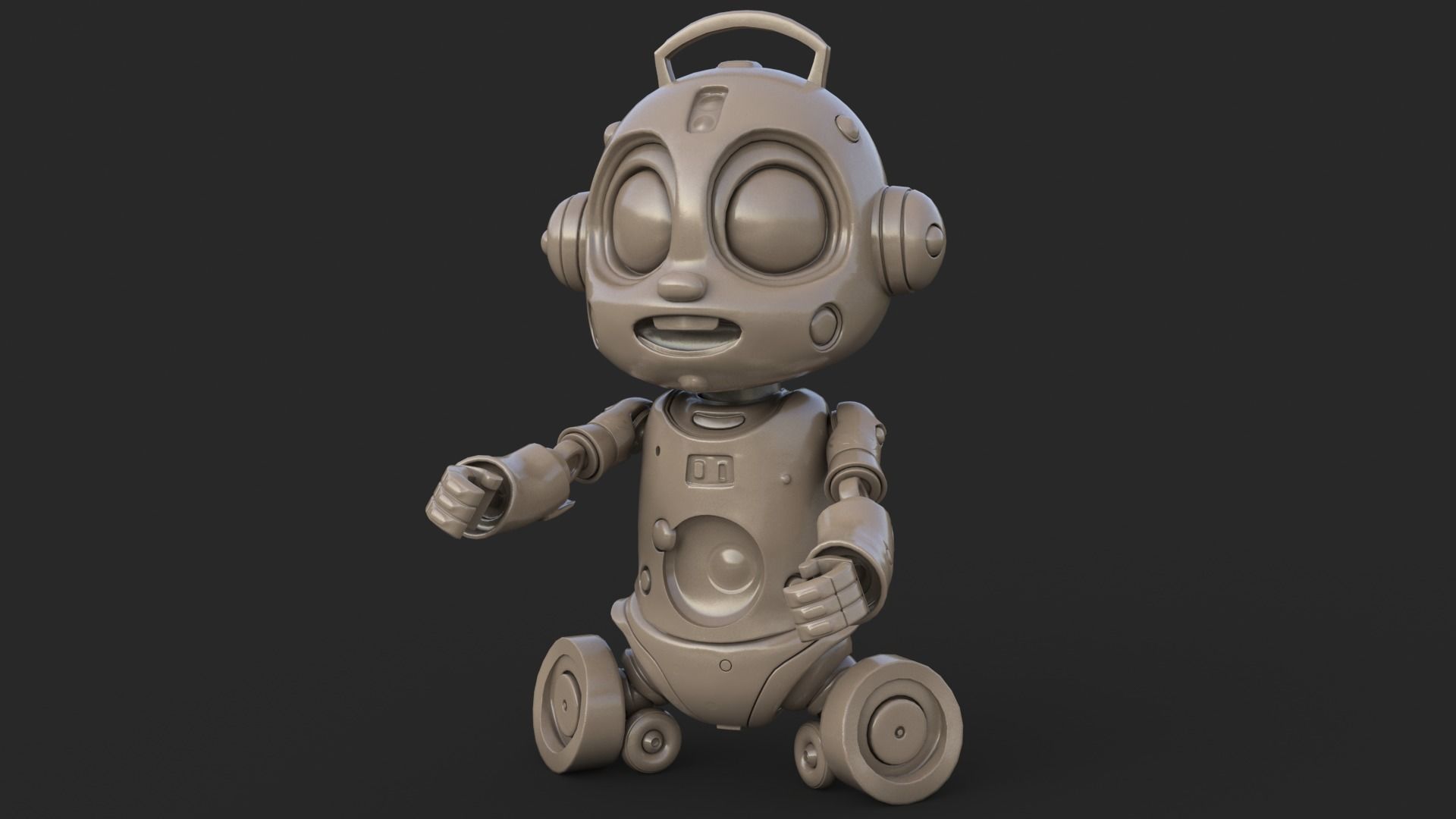 Cute Robot Child Clay Low-poly 3D model_8