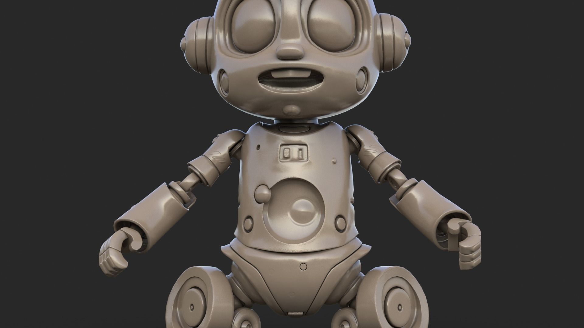 Cute Robot Child Clay Low-poly 3D model_14