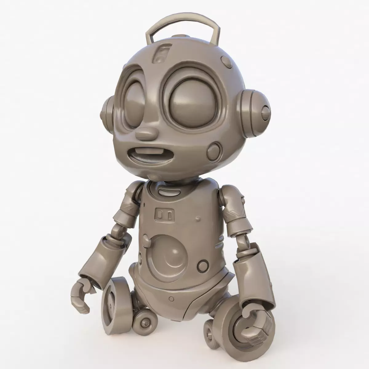 Cute Robot Child Clay Low-poly 3D model_0