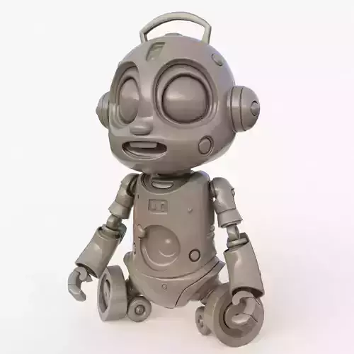 Cute Robot Child Clay Low-poly 3D model