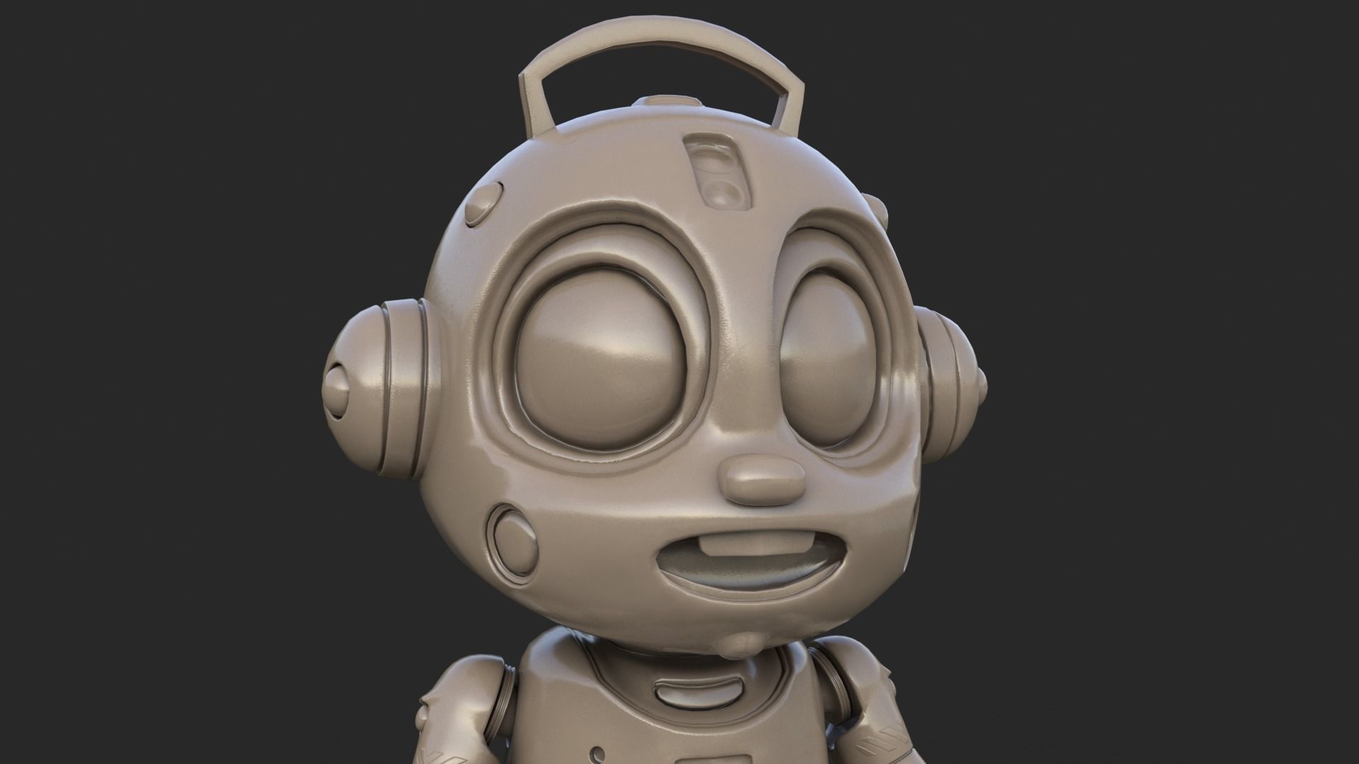 Cute Robot Child Clay Low-poly 3D model_6