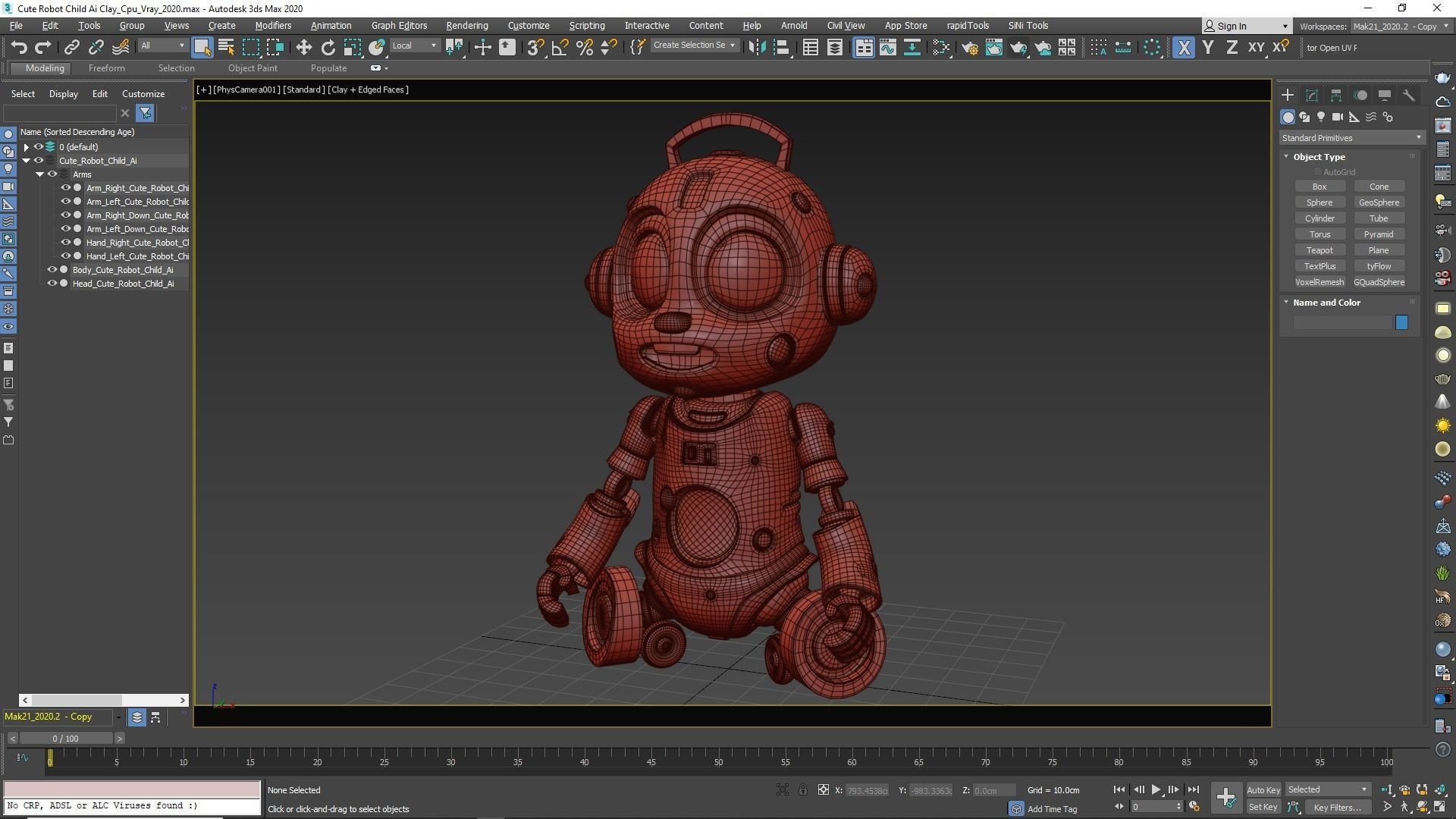 Cute Robot Child Clay Low-poly 3D model_25