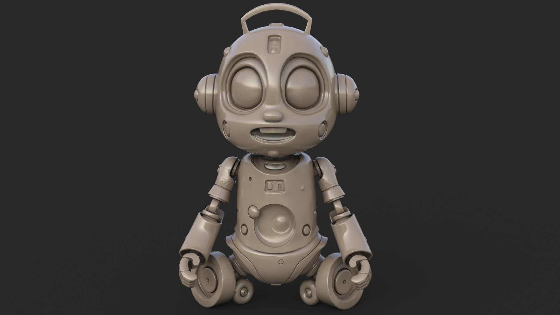 Cute Robot Child Clay Low-poly 3D model_5