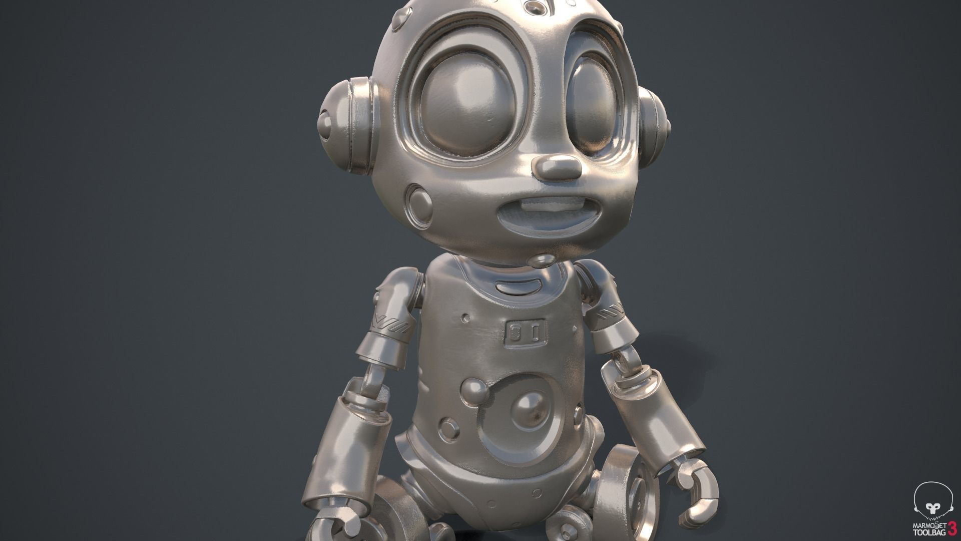 Cute Robot Child Clay Low-poly 3D model_32